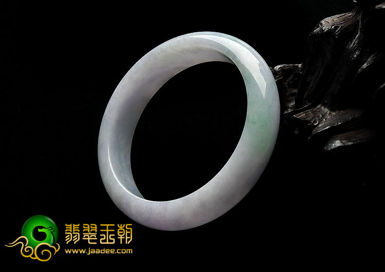 糯冰种淡春带彩缅甸翡翠A货手镯（57.3mm）