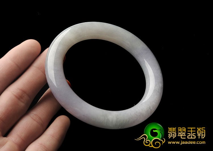 糯冰种晴水带紫罗兰缅甸翡翠A货圆条手镯（57.7mm）