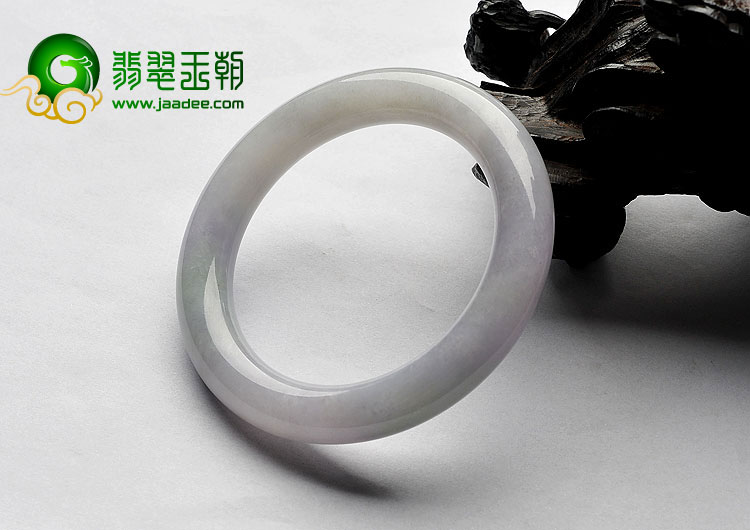 糯冰种晴水带紫罗兰缅甸翡翠A货圆条手镯（57.7mm）
