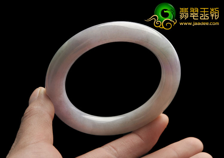糯冰种晴水带紫罗兰缅甸翡翠A货圆条手镯（57.7mm）