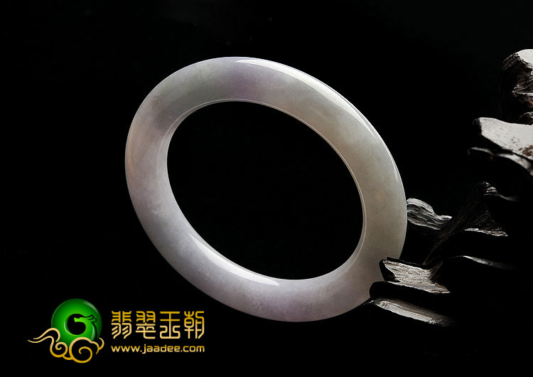 糯冰种晴水带紫罗兰缅甸翡翠A货圆条手镯（57.7mm）