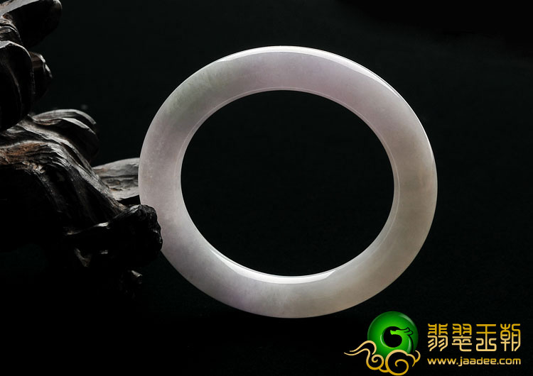 糯冰种晴水带紫罗兰缅甸翡翠A货圆条手镯（57.7mm）
