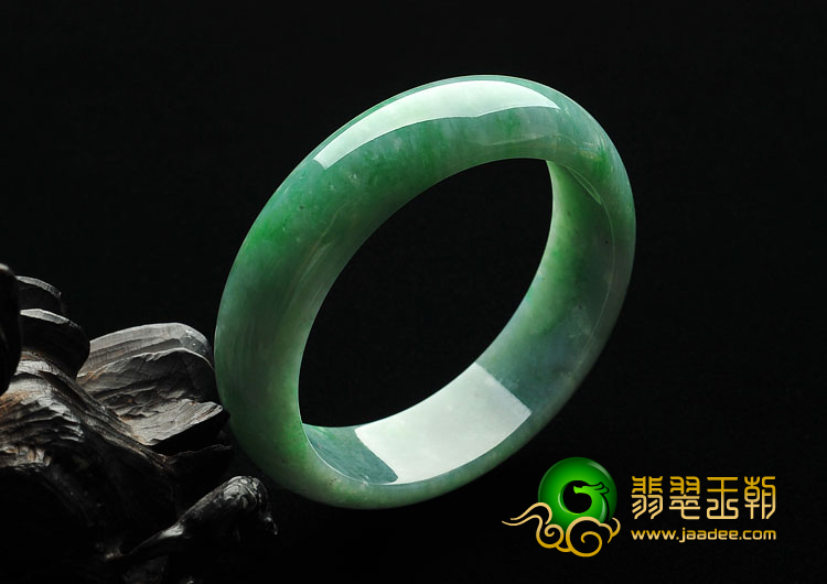糯冰种飘翠缅甸翡翠A货手镯（57mm）
