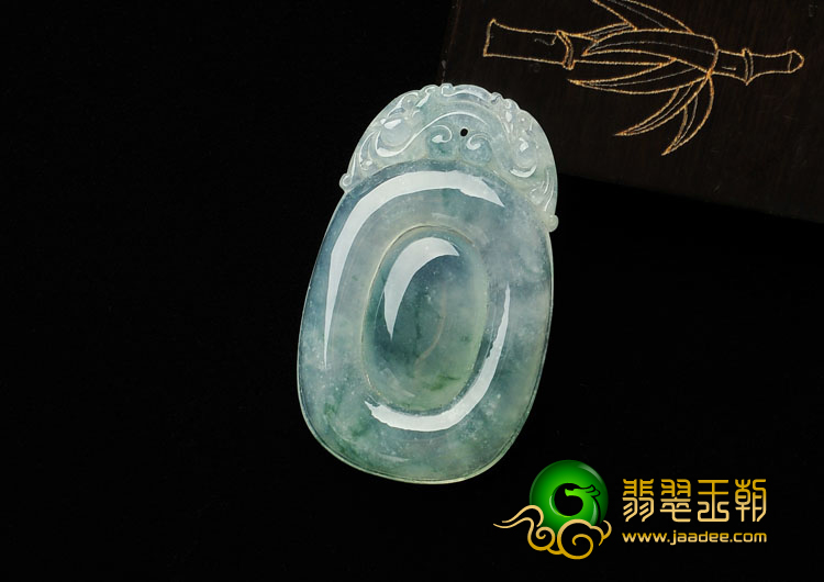 冰种飘花缅甸翡翠A货福在眼前挂件