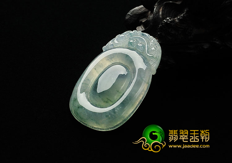 冰种飘花缅甸翡翠A货福在眼前挂件