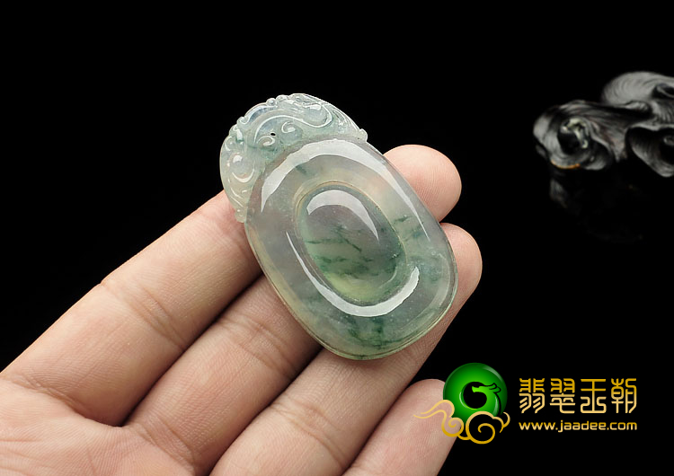 冰种飘花缅甸翡翠A货福在眼前挂件
