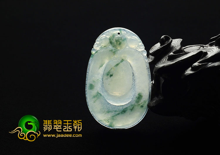 冰种飘花缅甸翡翠A货福在眼前挂件