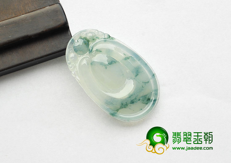 冰种飘花缅甸翡翠A货福在眼前挂件