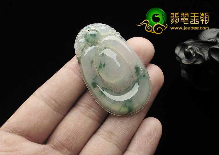 冰种飘花缅甸翡翠A货福在眼前挂件