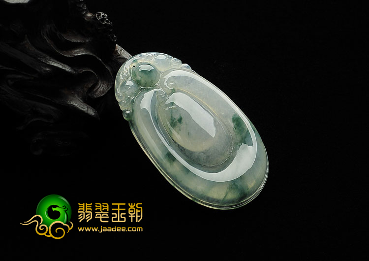 冰种飘花缅甸翡翠A货福在眼前挂件