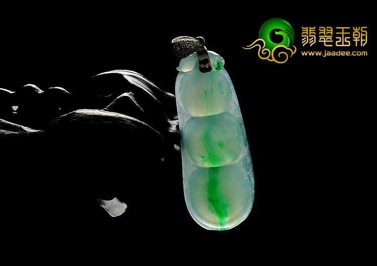 冰种飘翠缅甸翡翠A货四季豆（金扣）