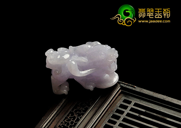 糯冰种紫罗兰缅甸翡翠A货貔貅挂件