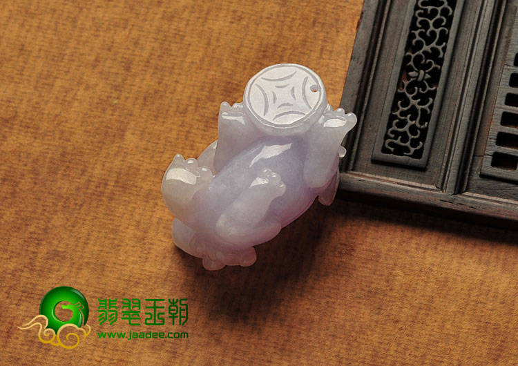 糯冰种紫罗兰缅甸翡翠A货貔貅挂件