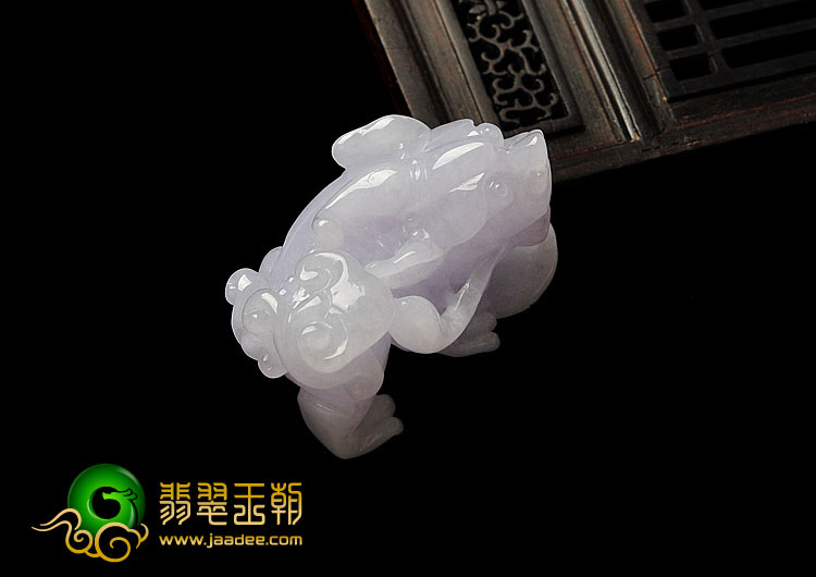 糯冰种紫罗兰缅甸翡翠A货貔貅挂件
