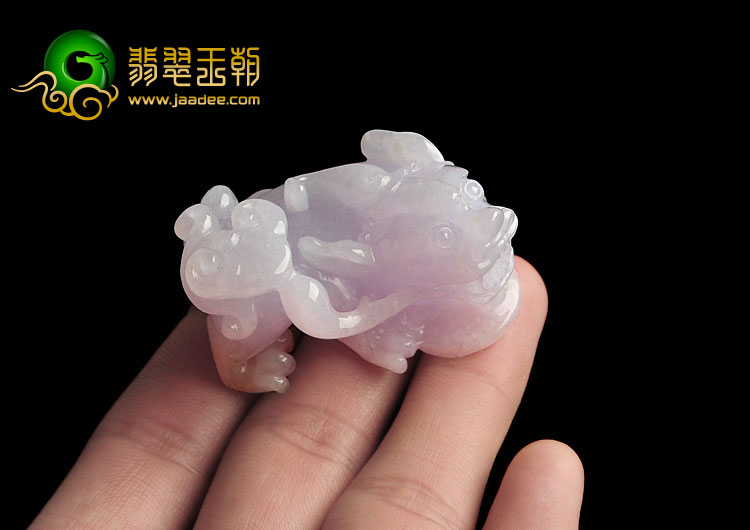 糯冰种紫罗兰缅甸翡翠A货貔貅挂件
