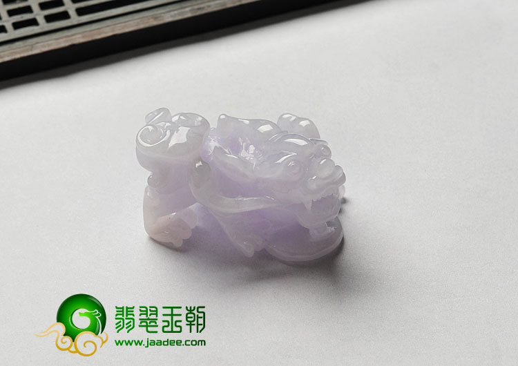 糯冰种紫罗兰缅甸翡翠A货貔貅挂件