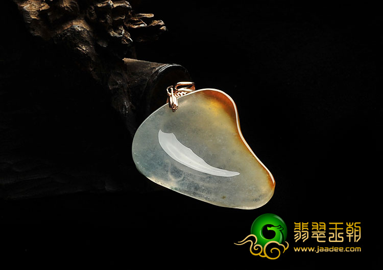 冰种褐黄翡飘花缅甸翡翠玉佛挂件