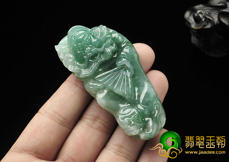 糯冰种晴水缅甸翡翠A货钟馗打鬼挂件