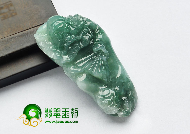 糯冰种晴水缅甸翡翠A货钟馗打鬼挂件