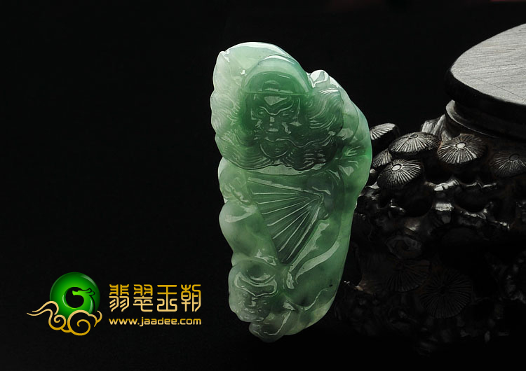 糯冰种晴水缅甸翡翠A货钟馗打鬼挂件