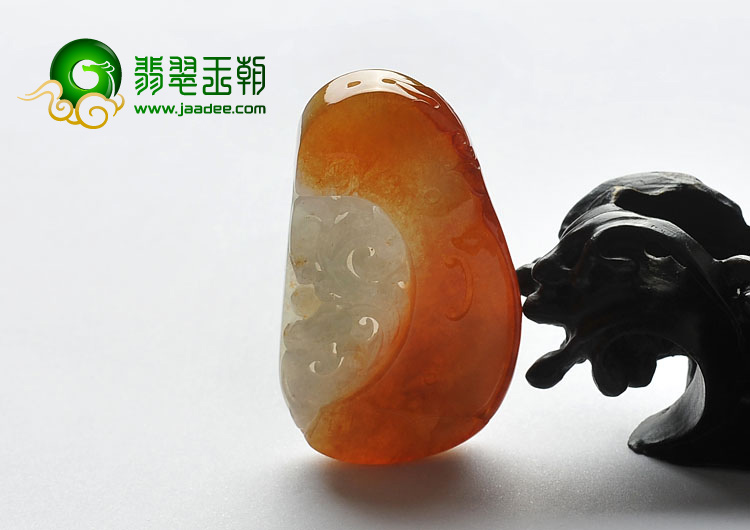 糯冰种红黄翡缅甸翡翠A货仿古龙挂件