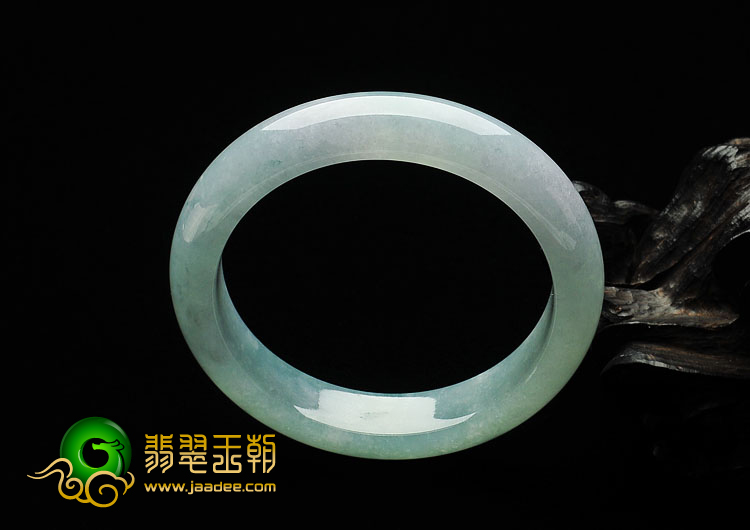 冰种略飘花缅甸翡翠A货手镯（55.6mm）