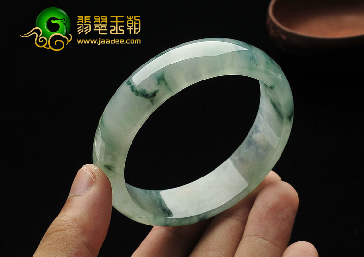冰种飘花缅甸翡翠A货手镯（59mm）