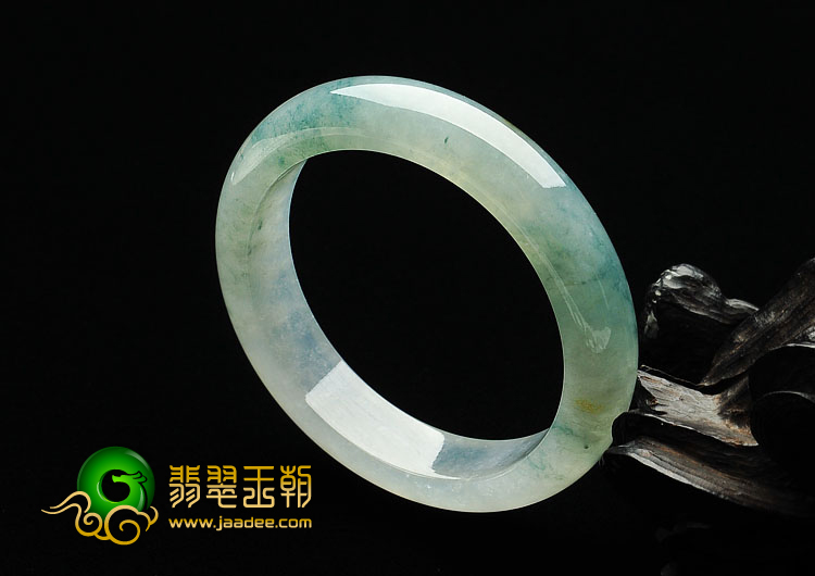 冰种飘花带黄翡缅甸翡翠A货手镯（56.4mm）