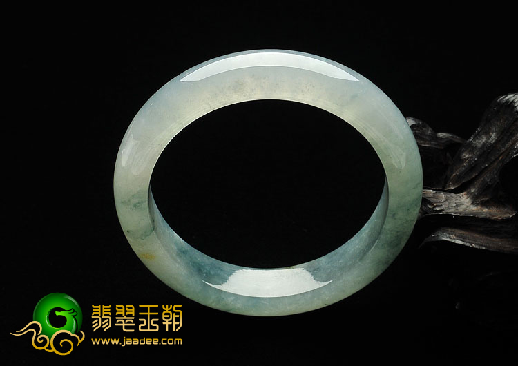 冰种飘花带黄翡缅甸翡翠A货手镯（56.4mm）