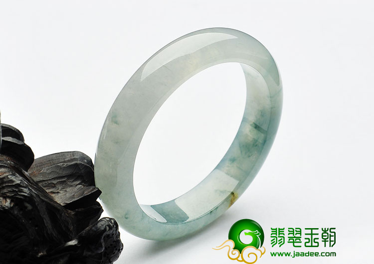 冰种飘花带黄翡缅甸翡翠A货手镯（56.4mm）