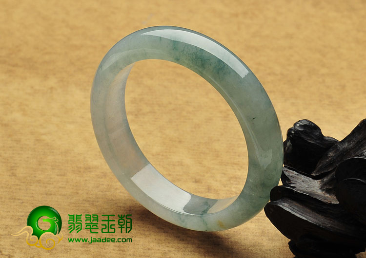 冰种飘花带黄翡缅甸翡翠A货手镯（56.4mm）