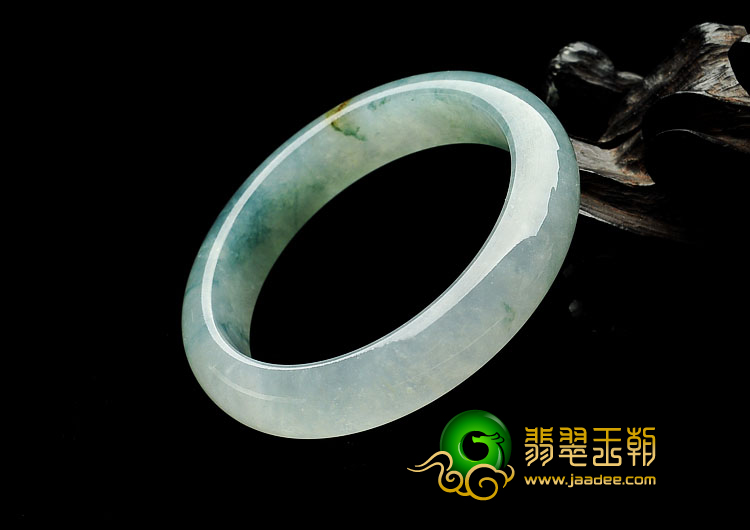 冰种飘花带黄翡缅甸翡翠A货手镯（56.4mm）