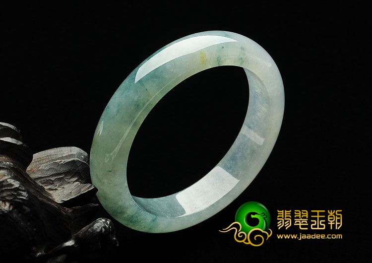 冰种飘花带黄翡缅甸翡翠A货手镯（56.4mm）