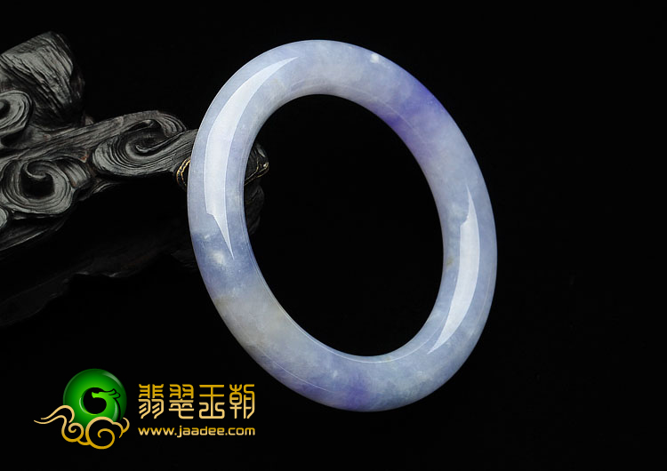 糯冰种紫罗兰带黄翡缅甸翡翠A货圆条手镯（55.9mm）