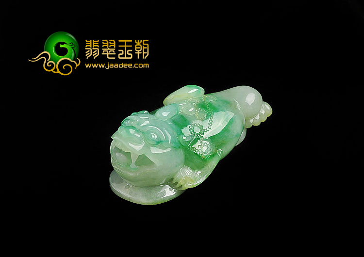 糯冰种淡三彩缅甸翡翠A货招财进宝挂件