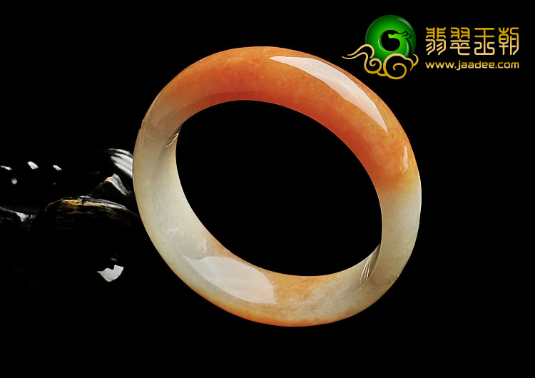 糯冰种红黄翡缅甸翡翠A货雕花手镯(57mm)