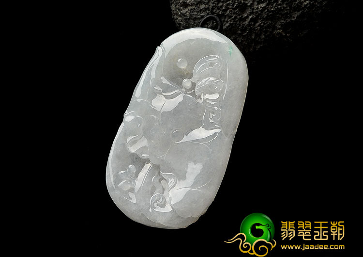 糯冰种褐黄翡缅甸翡翠A货相濡以沫挂件