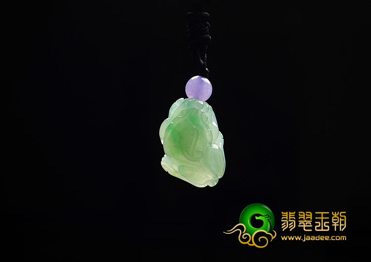 糯冰种飘花缅甸翡翠A货貔貅挂件