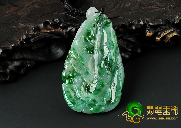 糯冰种飘翠缅甸翡翠A货节节高挂件