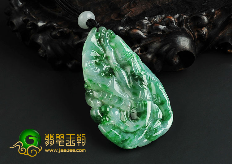 糯冰种飘翠缅甸翡翠A货节节高挂件