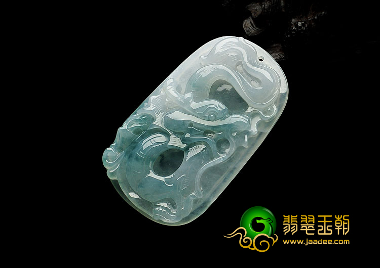 冰种飘花缅甸翡翠A货龙牌挂件