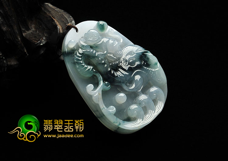 (超值推荐)糯冰种飘花缅甸翡翠A货封侯拜相挂件
