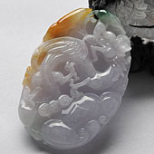 糯冰种三彩缅甸翡翠A货龙行如意挂件