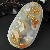 糯冰种红黄翡缅甸翡翠A货龙行如意挂件