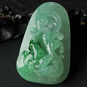 冰种飘翠缅甸翡翠A货龙行如意挂件