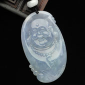 糯冰种晴水紫罗兰缅甸翡翠A货佛头挂件