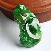 冰种黄加绿缅甸翡翠A货如意挂件