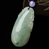 冰种飘花缅甸翡翠A货福瓜挂件