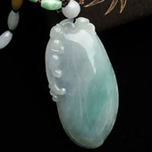 糯冰种淡春带彩缅甸翡翠A货福瓜挂件