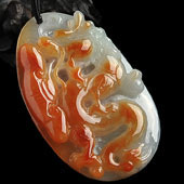 糯冰种红黄翡缅甸翡翠A货龙行如意挂件